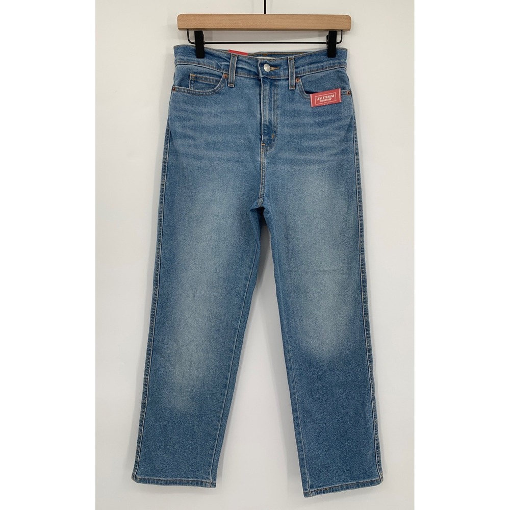 Levi Jeans Womens 2/26 Blue Straight Leg High Rise Light Wash Denim Pants NEW